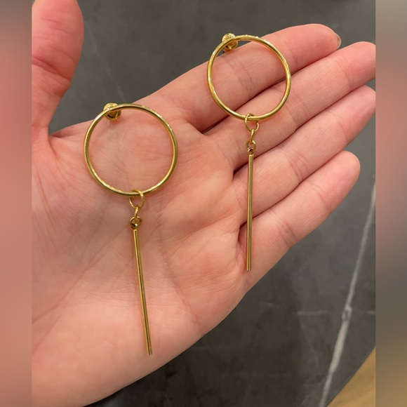 Uncommon James Stud Gold Dangly Earrings - Picture 2 of 5